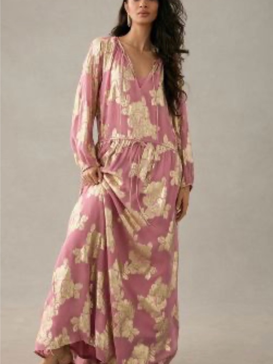 Anthropologie Dresses & Skirts - Anthropologie Pink Maxi Dress with Cream Floral Print